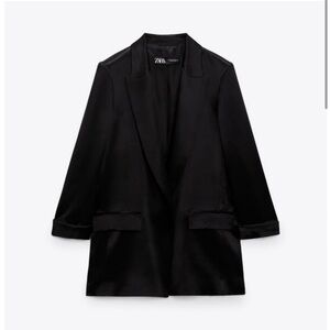 Satin Effect Black Blazer